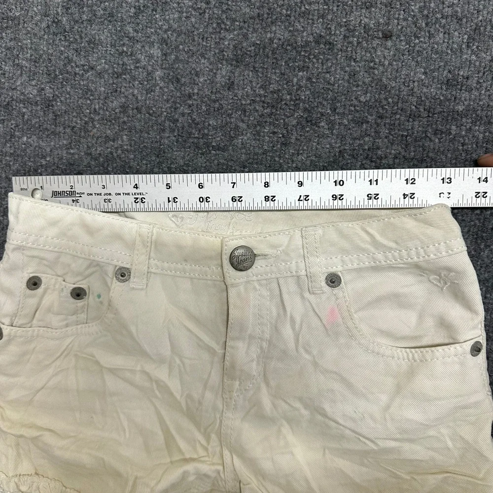 Justice Denim Shorts Girls Size 14R Off-White Low Rise Frayed Raw Hem Casual